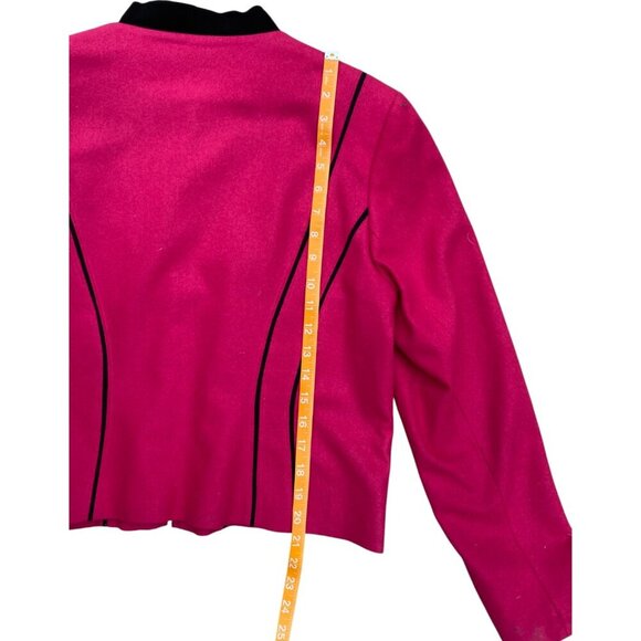 Canvasbacks Pink Wool Blazer Jacket Abstract Floral Funky Wimsy Size 12 - Picture 7 of 10